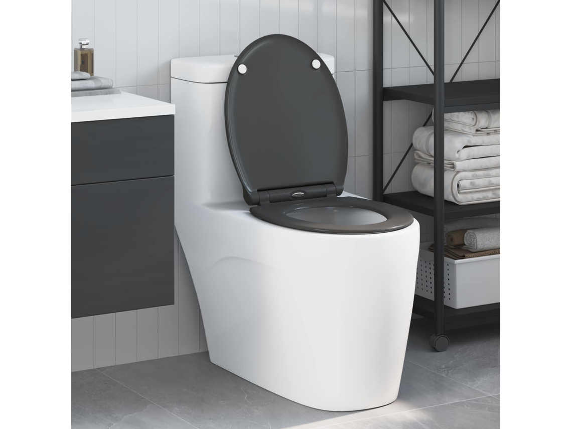 Vidaxl Assento De Vaso Sanitário Antracite 45,5 X 37,5 X 3,8 Cm