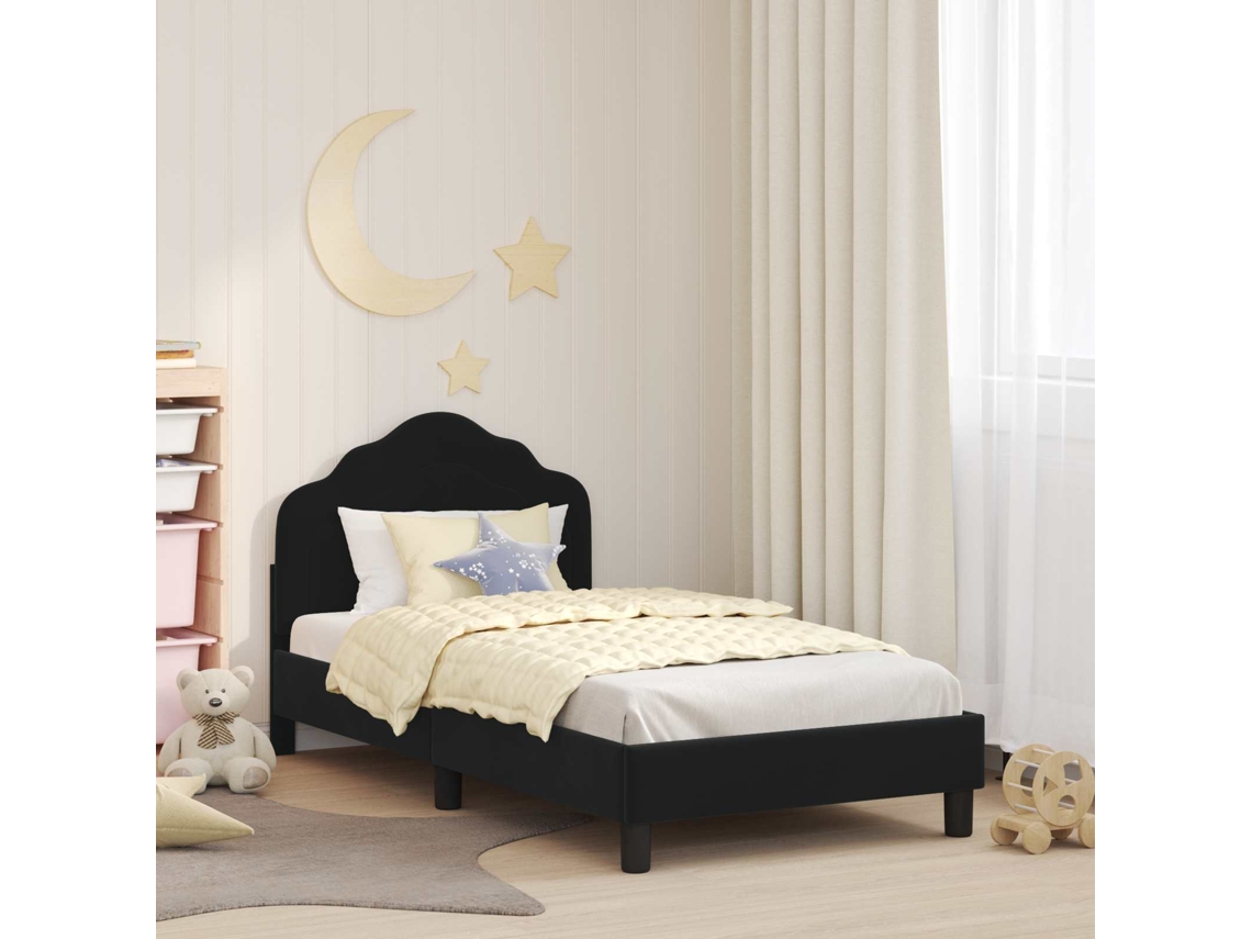 Vidaxl Estrutura De Cama Infantil Com Cabeceira Preto 80 X 160 Cm