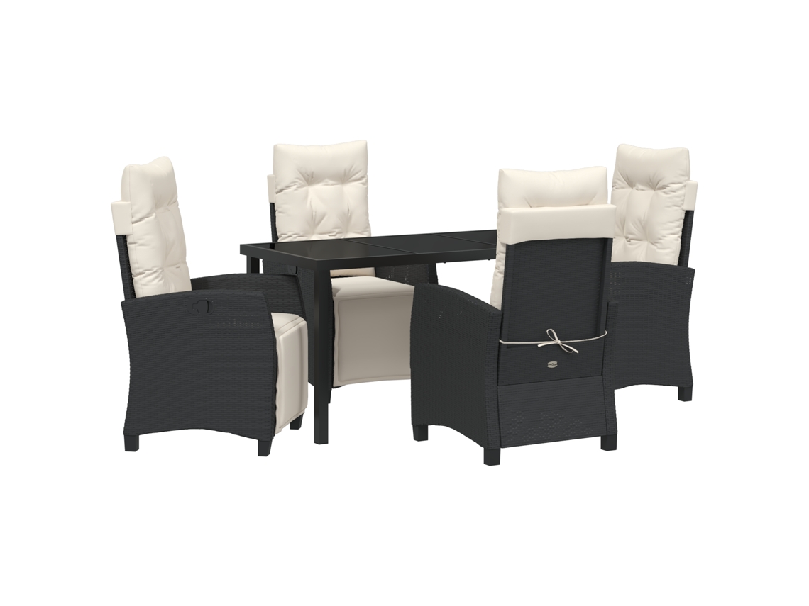 Conjunto 5 De Jantar De Jardim Vidaxl Vime Pe Preto