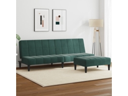 Sofá Cama 2 Lugares C/ Apoio De Pés Veludo Verde Escuro Lovely Home