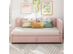 Sofá Cama 90x200 Cm Com Cama Extra Veludo Rosa Estilo (colchão Não Incluído)