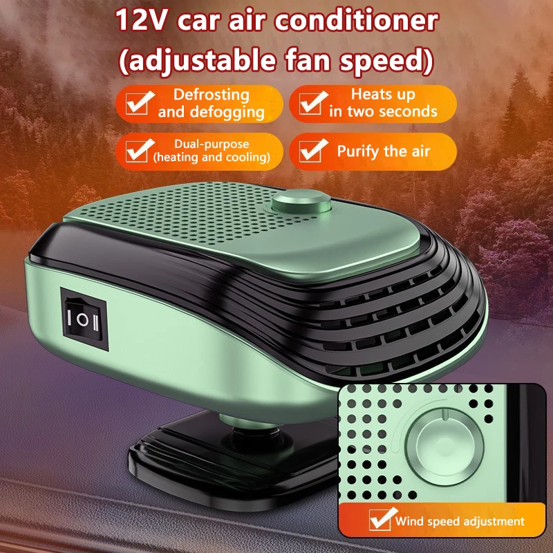 Aquecedor de carro MDUG 150W, velocidade ajustável, 12V, verde