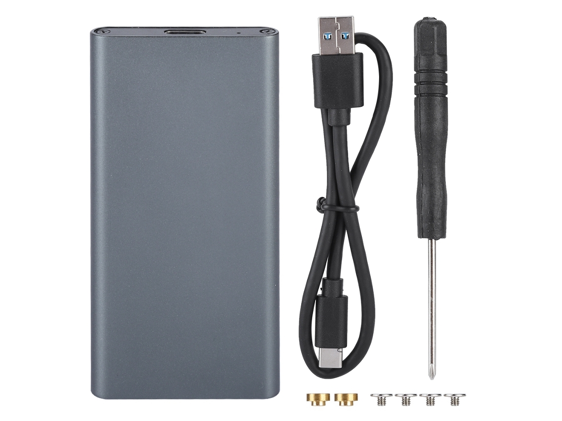 Enclosure De Ssd Externo Usb3.1 Para Msata Type C 10gbps Case De Disco Rígido Cinza