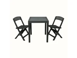 Conjunto de Jardim IPAE PROGARDEN Poker Antracite (2 Cadeiras Dobráveis + 1 Mesa Retangular)