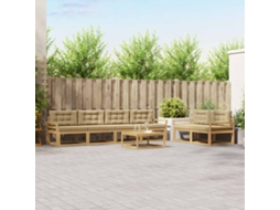 Vidaxl Conjunto De Sofás Para Exterior 6 Unid. Branco E Bege
