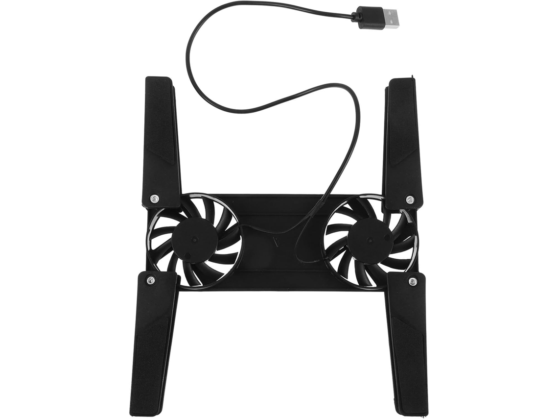 Suporte Ventilado Para Laptop Ultrabook Em Plástico Preto Com Carregamento Usb, Design Prático Para Escritório