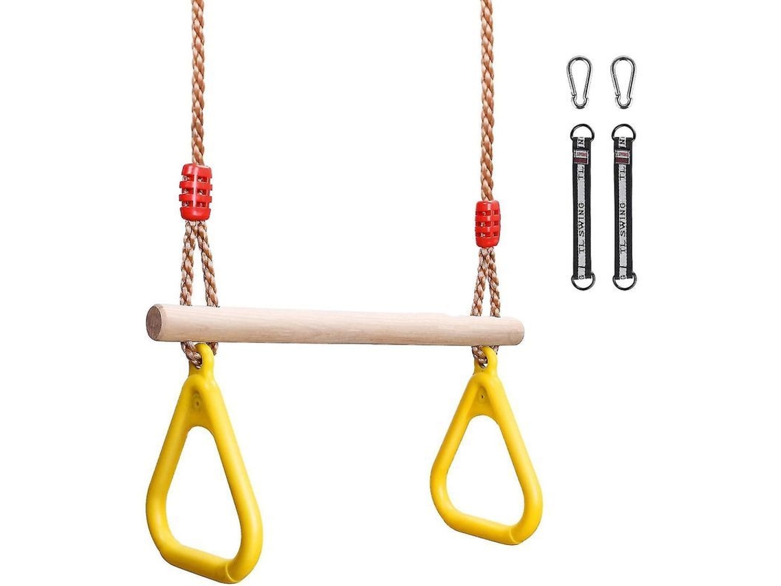 Columpio De Madera Trapezoidal Multifunción Con Anillos Gimnásticos Para Niños