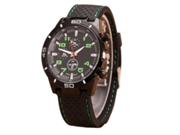 Relógio masculino moderno com pulseira de silicone, mostrador redondo e movimento analógico de quartzo (verde)