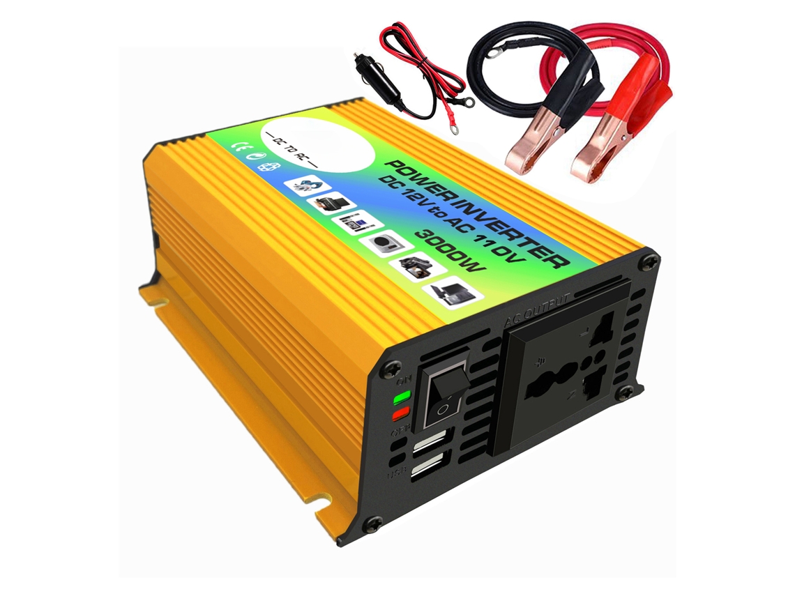 Inversor de Onda Senoidal Modificada 3000W DC 12V para AC 110V/220V com USB 2.1A para Carro S/MARCA