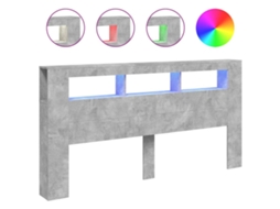 Cabeceira com Leds Derivados de Madeira Cinza Cimento MAISON EXCLUSIVE (200x18,5x103,5 cm)