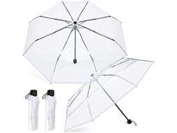 Guarda chuva Transparente, Portátil, Dobrável, 8 Costelas, para Casamento, Viagem, 2 Unidades | S/MARCA
