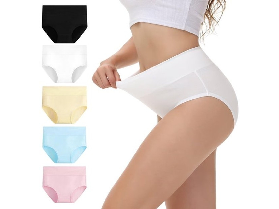 Lugarde - Labios Femininos Altos - Roupas De Baixo Femininas - Algodão - 5 Unidades - Respirável - Confortável Desfrute Em Casa