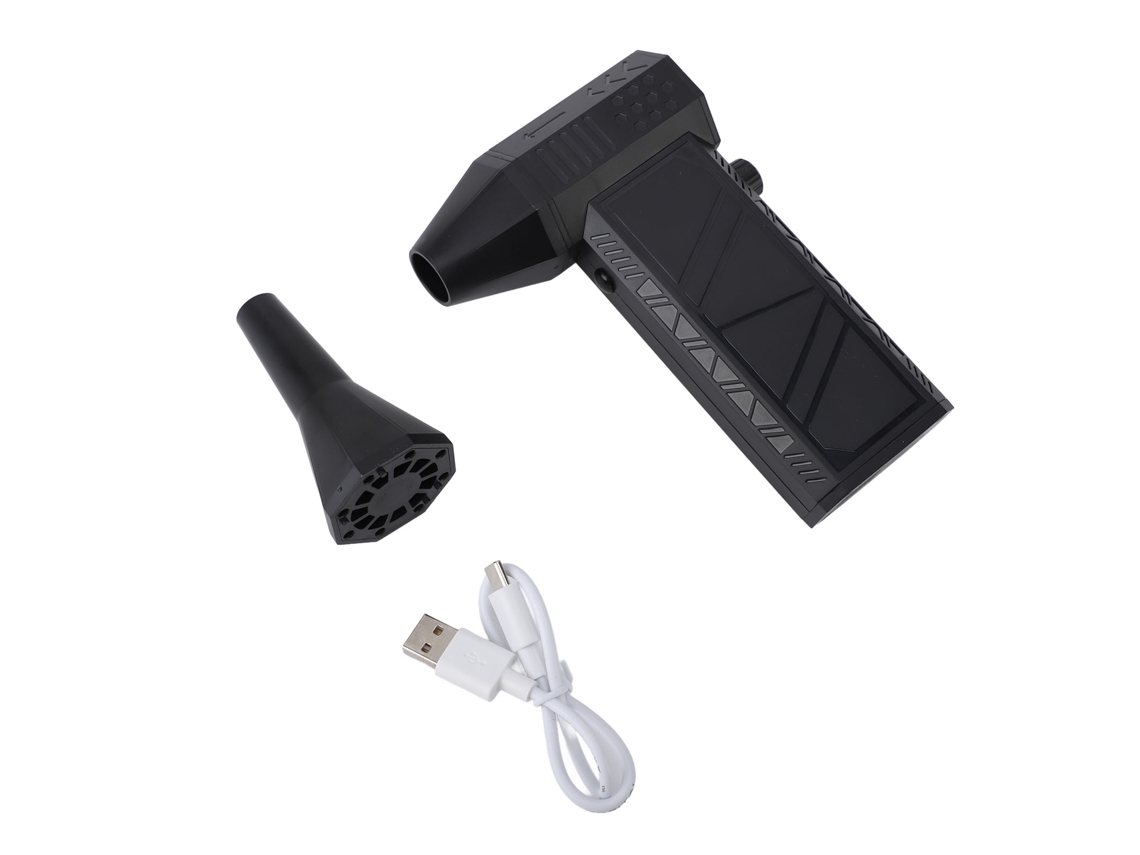Soprador de Ar Elétrico Mini Turbo 130000rpm Ajuste Infinito Usb Recarregável Preto S/MARCA