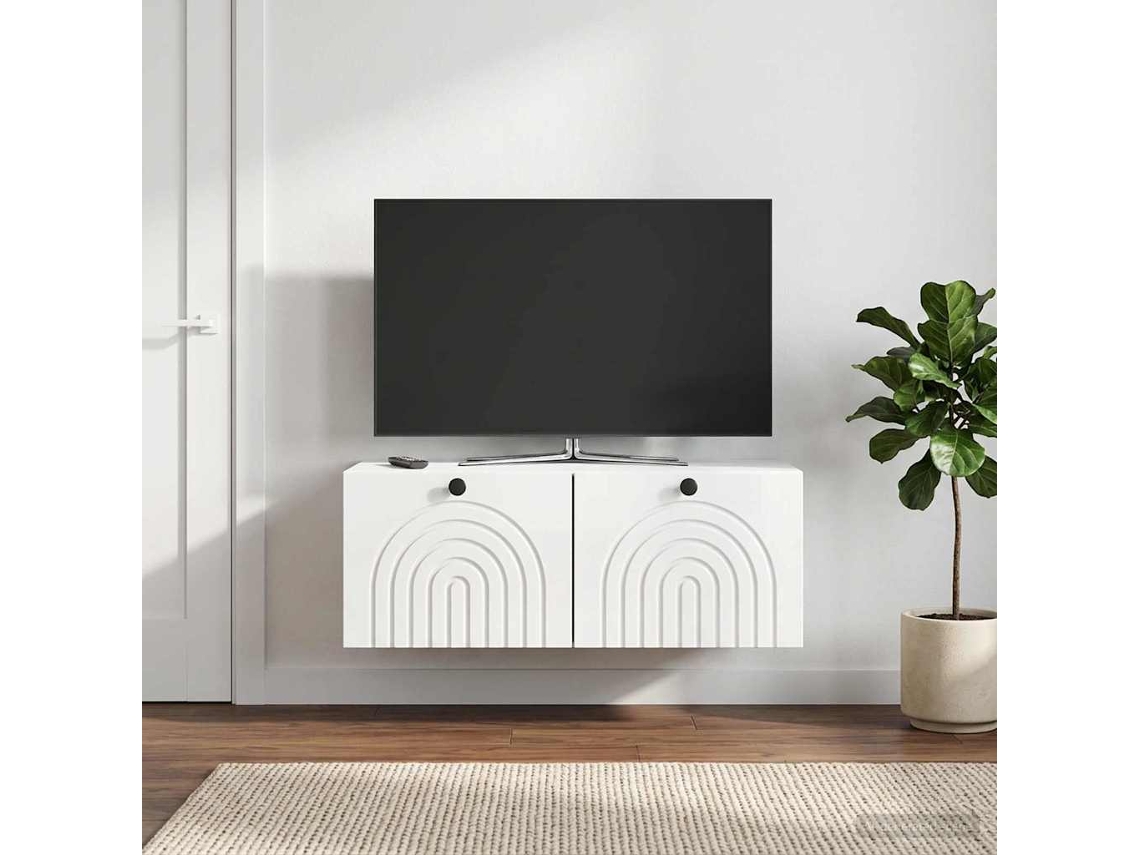 Vidaxl Gabinete De Tv De Parede Branco Brilhante 78,5 X 41 X 30 Cm