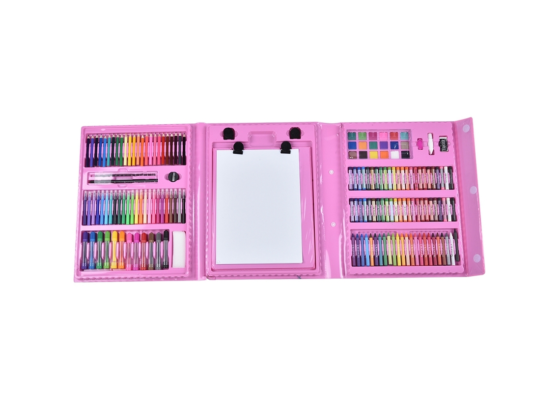176 Peças Lápis Cor Pastéis Óleo Canetas Aquarela Arte Rosa