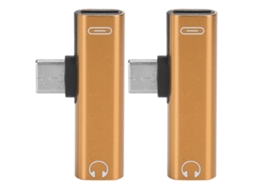 2pcs Adaptador De Áudio Type-c Para 3.5mm 2 Em 1 Com Porta De Carregamento Para Celulares
