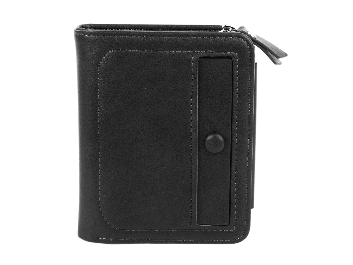 Carteira Pu Com Vários Compartimentos Para Cartões Pu Couro Texturizado Trifold Carteira Tripla Para Homens Meninos Preto