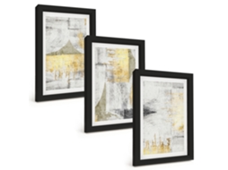 Composição De Quadros Na Paredepadrões Abstratos De Pintura Moderna Moldura Preta Quadros Para A Sala De Estar Espelharte (3 Peças 20x30 Cm)