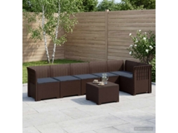 Vidaxl Sofá De Jardim Para 6 Pessoas Com Almofadas Aparência De Rattan