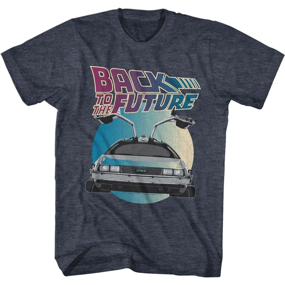 Rockinstone Back To The Future Movie Car Circle Heather Navy Adult T-shirt Size:xl