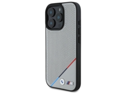 Capa para iPhone 16 Pro Max BMW Pele Sintética Rígida Cinzento