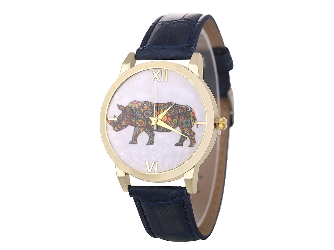 Reloj De Pulsera De Cuarzo Casual Elegante Con Correa De Cuero Para Estudiante Mujer Azul Real