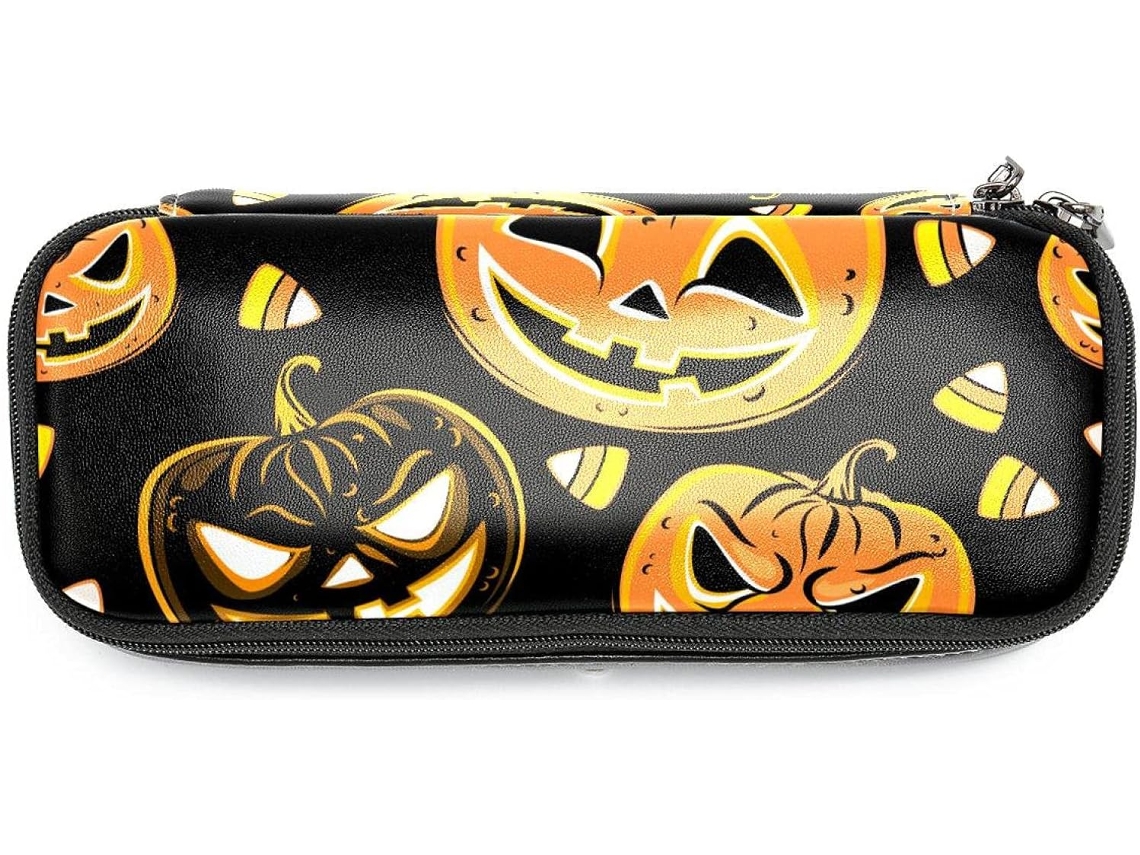 Porta Lápis Grande Com Design Abóbora O Halloween, Organizador de Canetas e Maquiagem, Ideal Escola