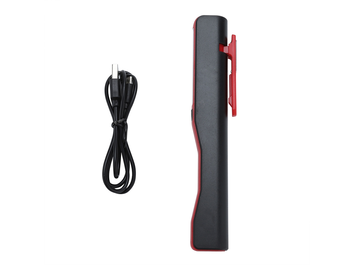 Lanterna de Bolso Cob Led Recarregável com Gancho Magnético Rotativo Vermelha S/MARCA