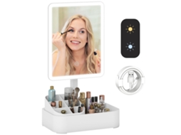Espelho de Maquiagem com Luz Led Recarregável,180° Giratório,2 Modos de Iluminação,branco BTFORUS