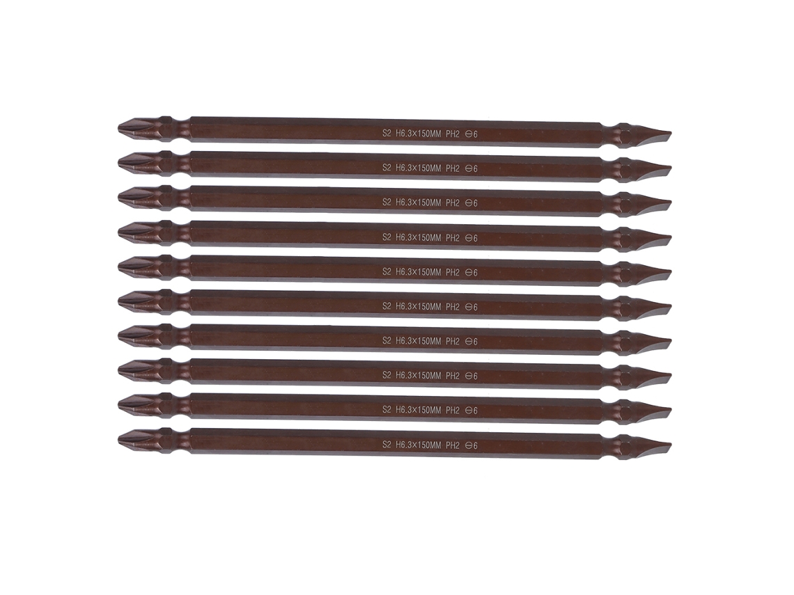 10 Peças De Parafusadeira Com Ponta Dupla Magnética H6.3x150mm Ph2/sl6 Ferramentas De Hardware