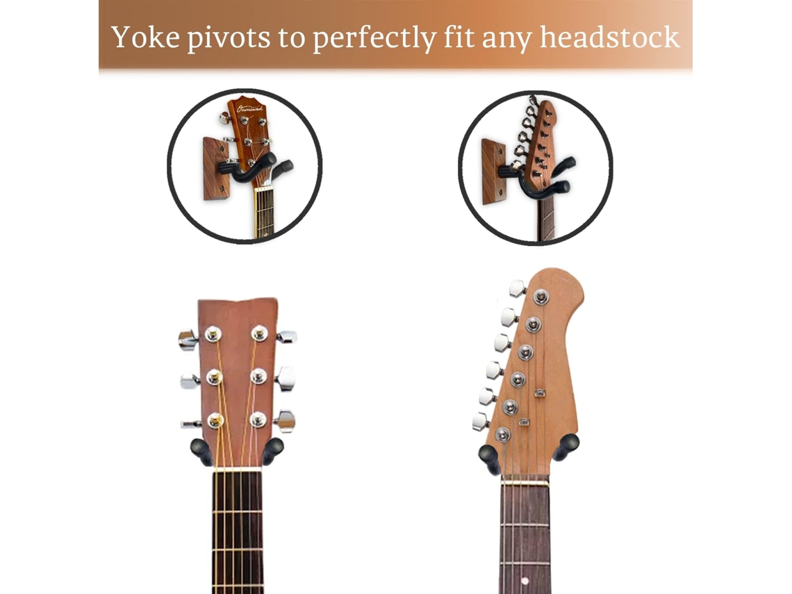 Suporte de Parede para Guitarra, Pacote com 2 Unidades, Suporte para Guitarra em Madeira de Nogueira Preta AQUAFORGE