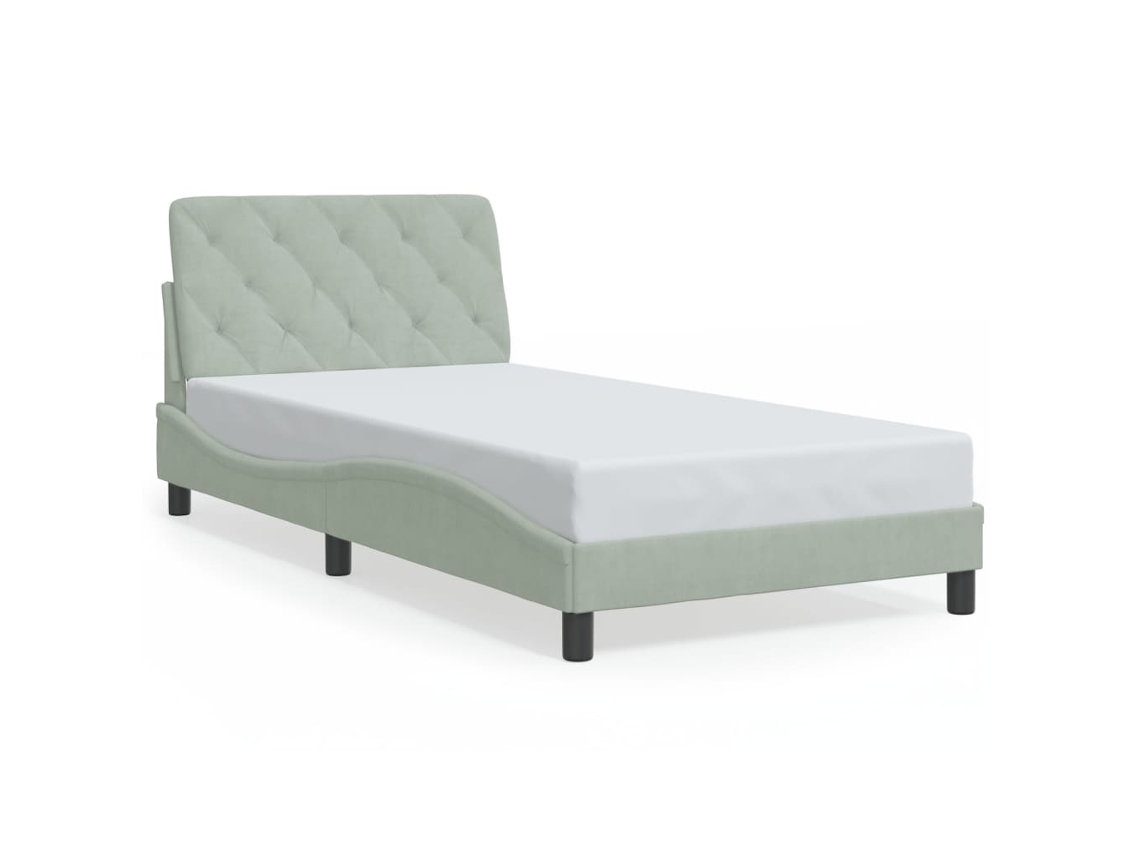 Bed Frame, Bed Frames Vidaxl Cinzeto Madeira Processada (100 X 200 Cm)