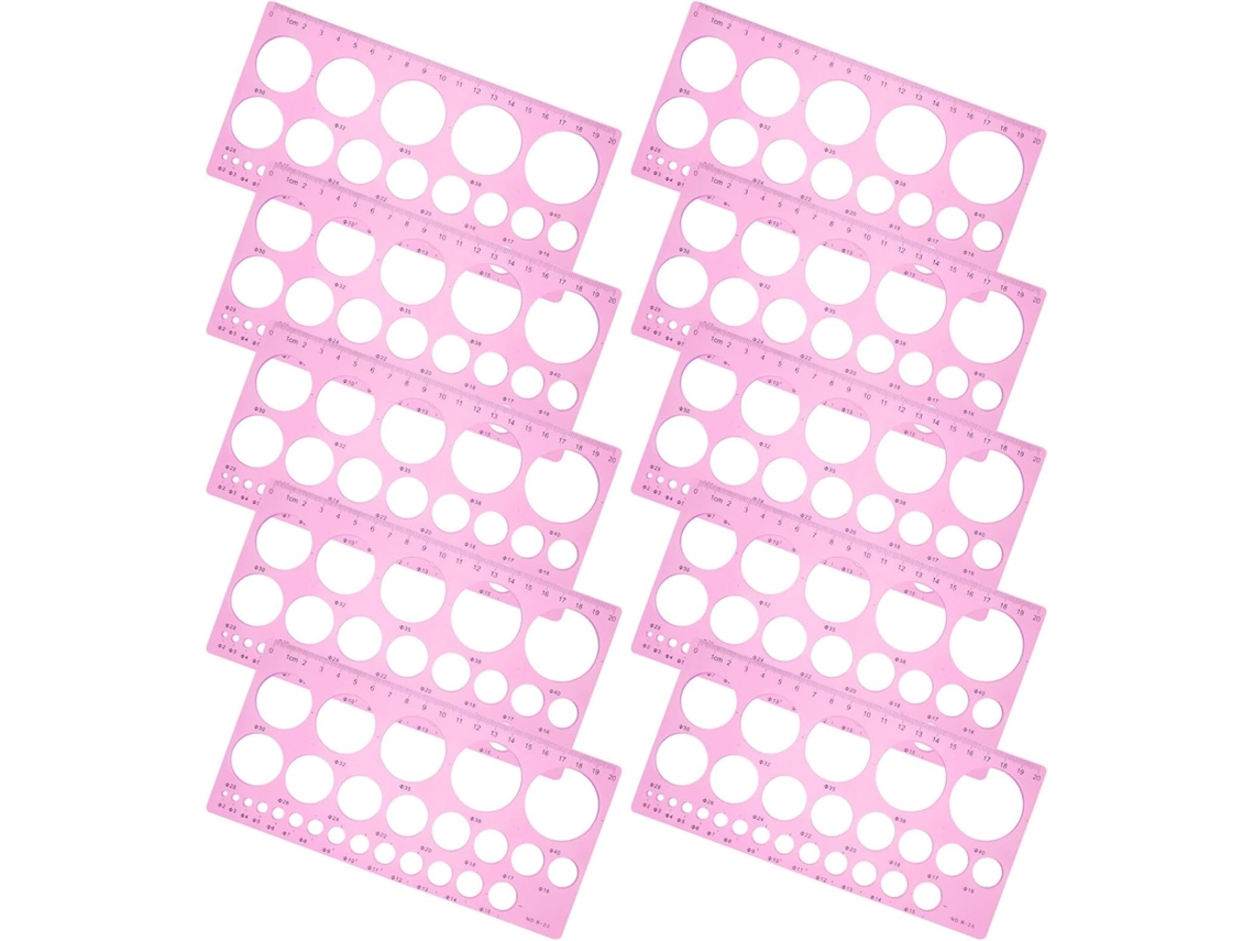 Molde redondo de precisão para quilling, 10 peças circulares de plástico rosa para artes e artesanato.
