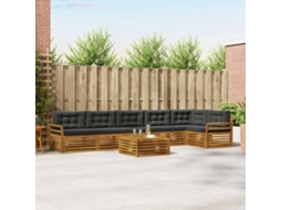 Vidaxl Conjunto De Sofás Para Exterior 7 Unid. Natural E Antracite