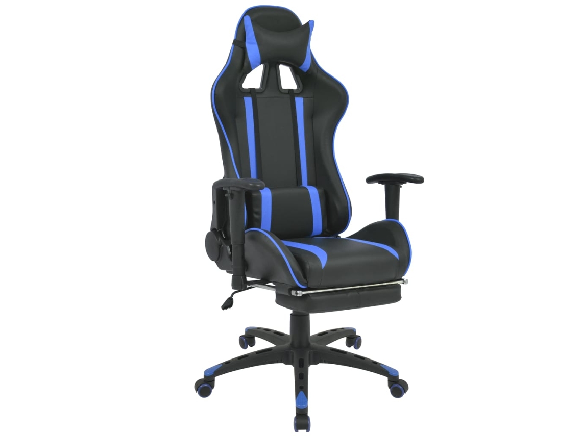 Vidaxl Cadeira Escritório Reclinável Estilo Corrida C/ Apoio Pés Azul