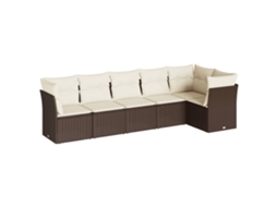 Conjunto de 6 sofás de jardim com almofadões Vime Pe Castanho MAISON EXCLUSIVE (80x200 cm)