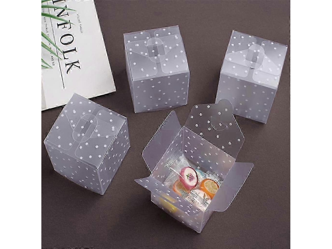 Conjunto De 50 Caixas De Plástico Translúcido Para Doces, Caixas De Pvc Com Bolinhas Para Chocolates, Lembrancinhas De Casamento E Festas. Hengjian