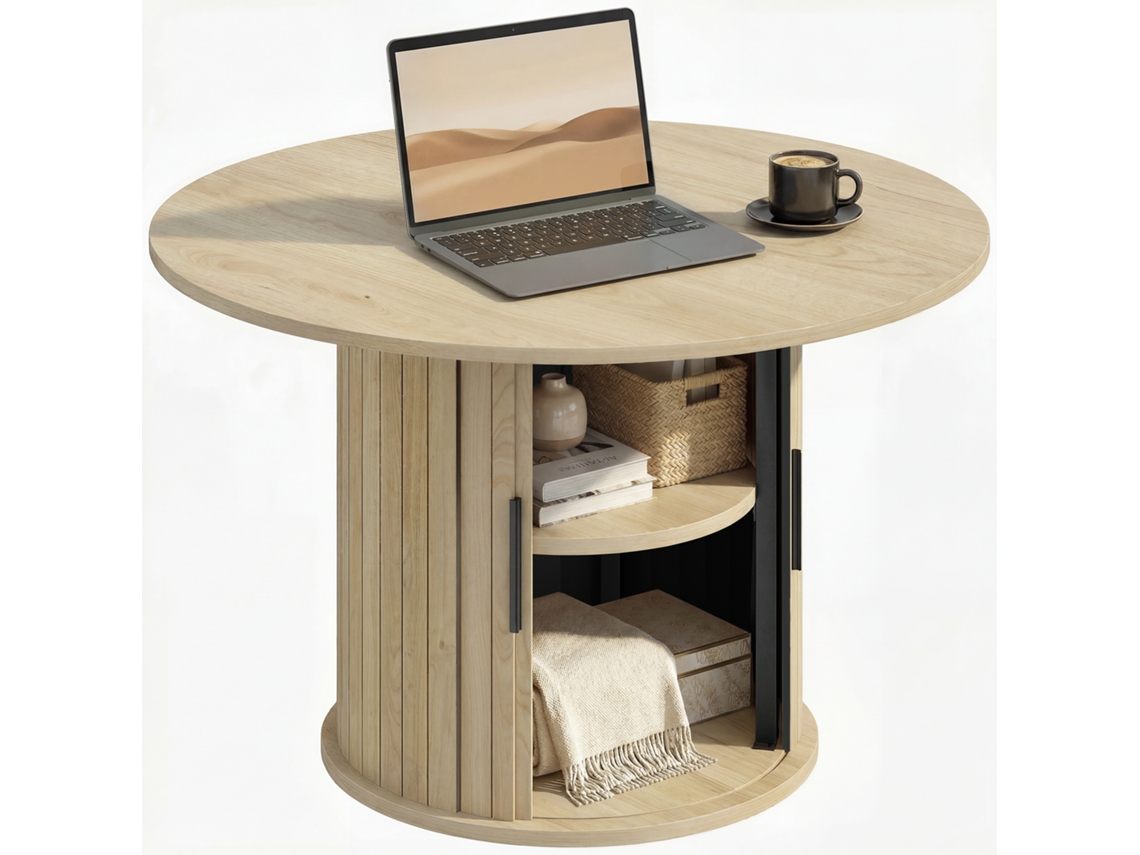 Mesa de Centro com Armazenamento Madeira Natural S/MARCA
