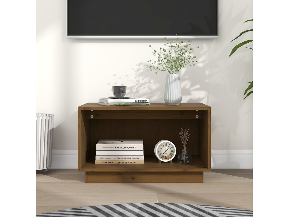 Vidaxl Móvel De Tv 60x35x35 Cm Madeira De Pinho Maciça Castanho Mel