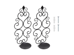 2 Peças Porta velas Pretos de Parede em Ferro Estilo Clássico para Sala de Estar, Quarto e Corredor BRILVIBERA