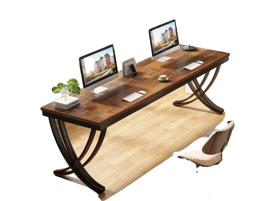 Mesa De Computador, Design Estiloso, Amplo Espaço De Trabalho, 78,7 X 29,5 Polegadas, Marrom 02
