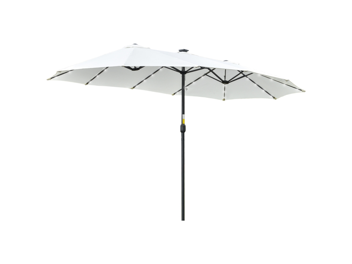 Guarda chuva Duplo com 48 Luzes Led 4,5x2,65 M com Manivela Proteção Solar para Creme de Piscina no Jardim do Terraço Ge