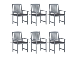 Vidaxl Cadeiras De Jardim C/ Almofadões 6 Pcs Acácia Maciça Cinzento