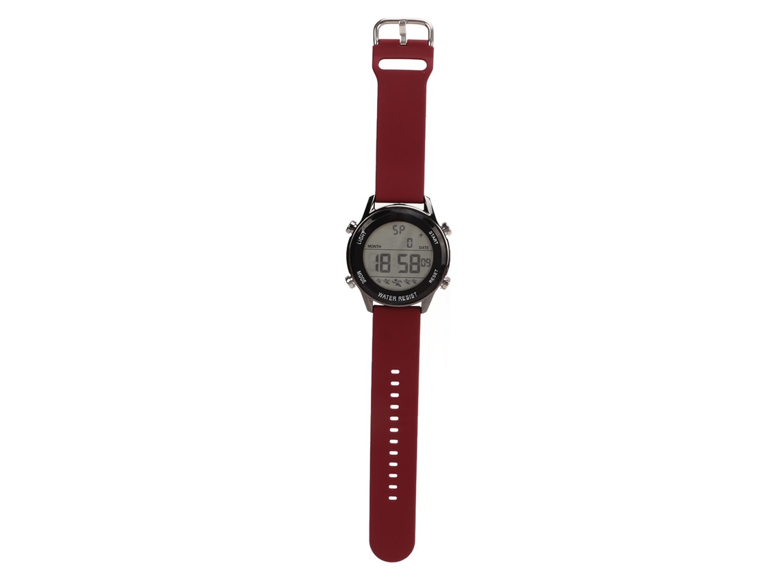 Reloj Digital Cronógrafo Luminoso Impermeable 50m Pantalla Grande Deportivo Al Aire Libre Para Hombres Rojo Vino