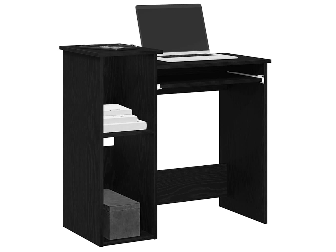 Vidaxl Secretária Com Prateleiras 84x40x78 Cm Contraplacado Preto