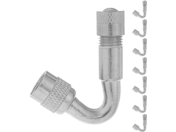 Conjunto de 8 extensões de válvula angulares de 45° em latão para prata, hastes de ar para pneus.