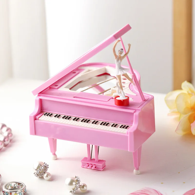 Caixa de Música Criativa em Formato de Piano, Caixa de Música Clássica Romântica para Piano MDUG (rosa 3)