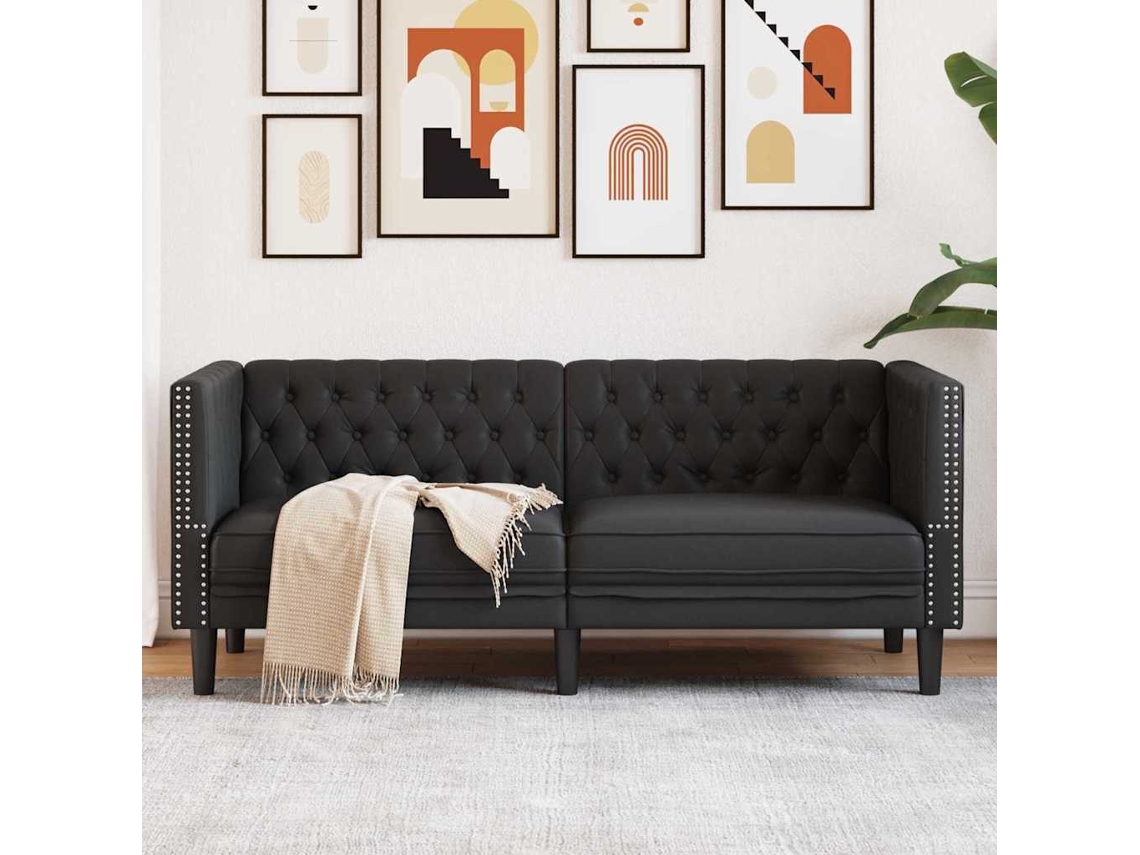 Vidaxl Sofá Preto 174 X 74,5 X 70,5 Cm Pvc