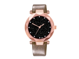 Relógio de Pulso Feminino de Quartzo com Pulseira de Couro Pu Estilo Simples Café