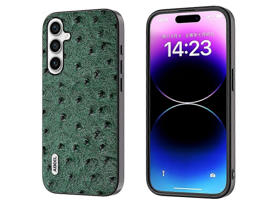 Capa Para Celular Abeel Em Couro Com Textura De Avestruz Para Samsung Galaxy S23 Fe 5g